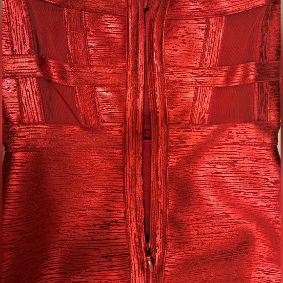 Red Halter Metallic Bandage Mini Dress ♥️ - Picture 5 of 6